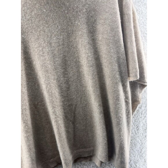 Garnet Hill Women's Large Cashmere Turtleneck Sweater Poncho Cape Minimalist Tan - Picture 3 of 6